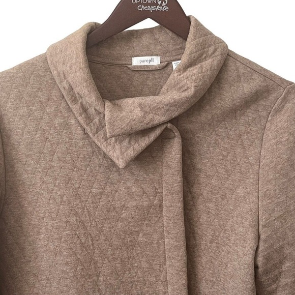 Pure Jill Size Medium Petite Quilted Jacket Single Snap Closure Pockets Brown - Picture 5 of 13